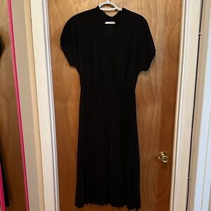 SHEIN Black Midi Dress with Pleats
